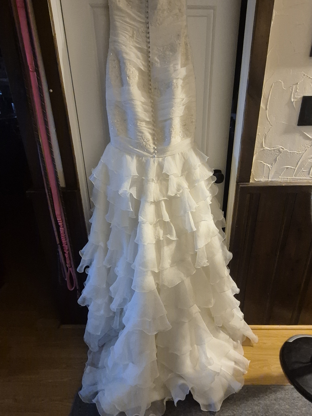 Strapless White Ruffled Mermaid Wedding Gown - Picture 2 of 7